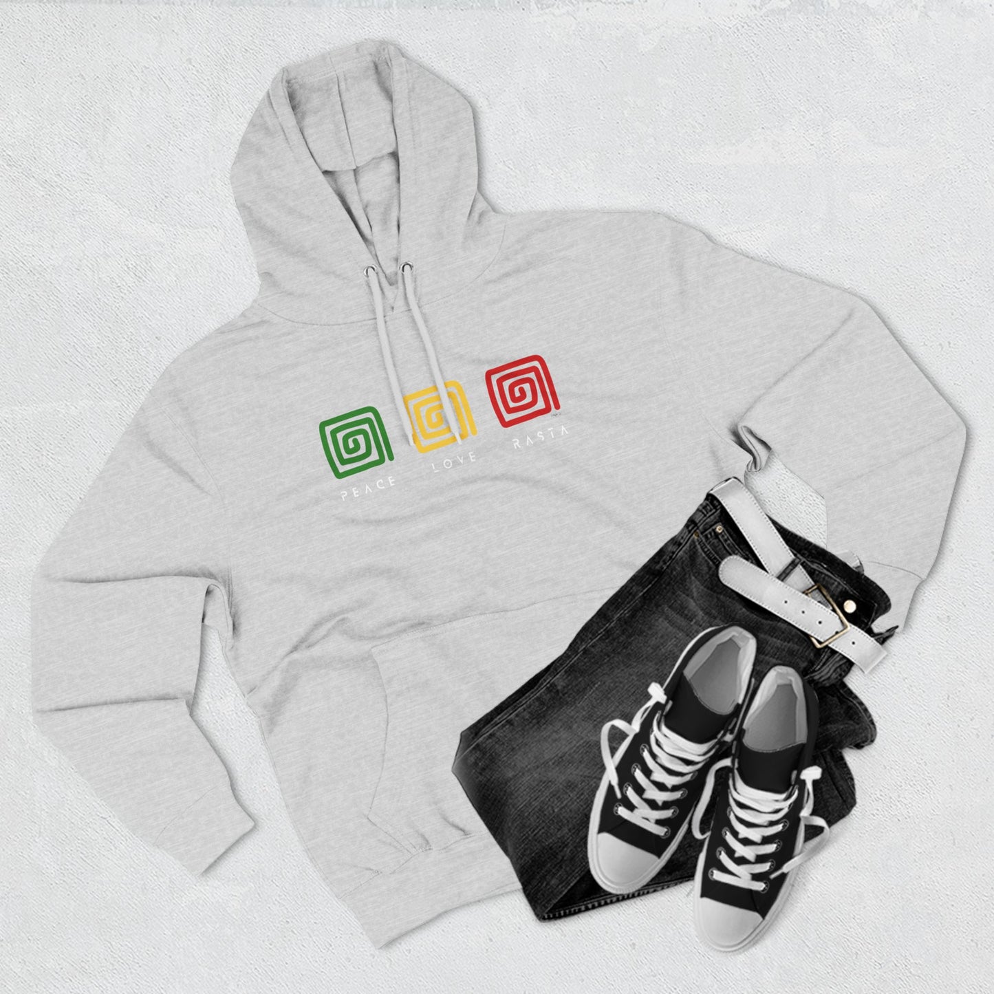 Three-Panel Fleece Hoodie-PeaceLoveRasta