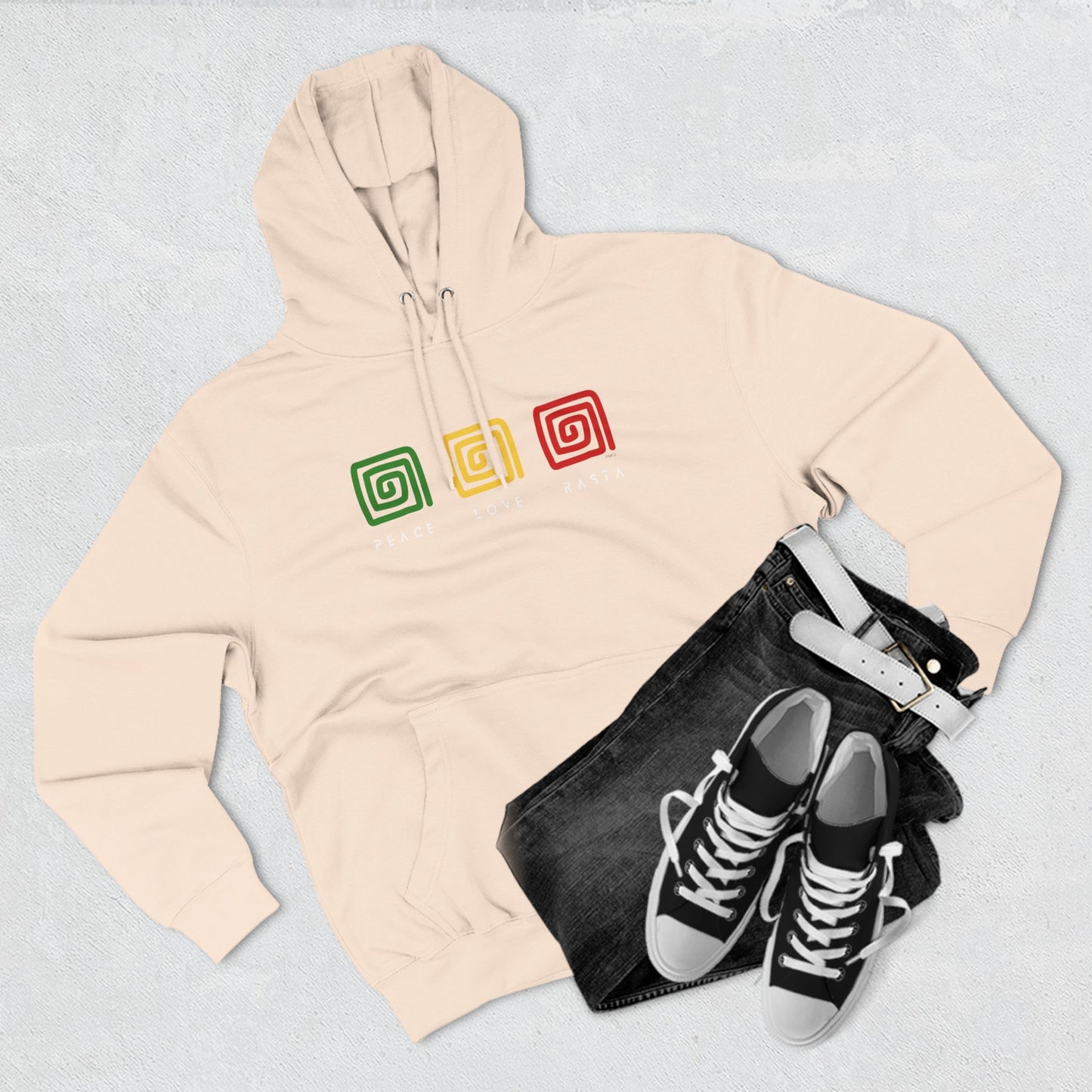 Three-Panel Fleece Hoodie-PeaceLoveRasta